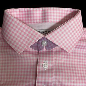 Collars & Co Polo Shirt Mens S Pink Gingham Plaid Dress Collar Golf Preppy NEW
